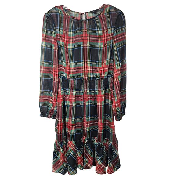 J. Crew Cinched-Waist Dress Stewart Tartan Holiday Plaid Size S - Picture 1 of 12